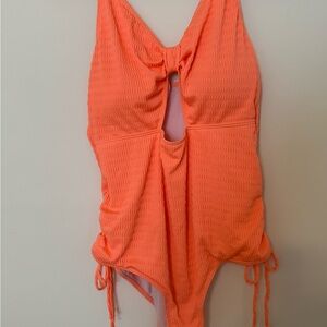 Orange/coral Textured Swimsuit
